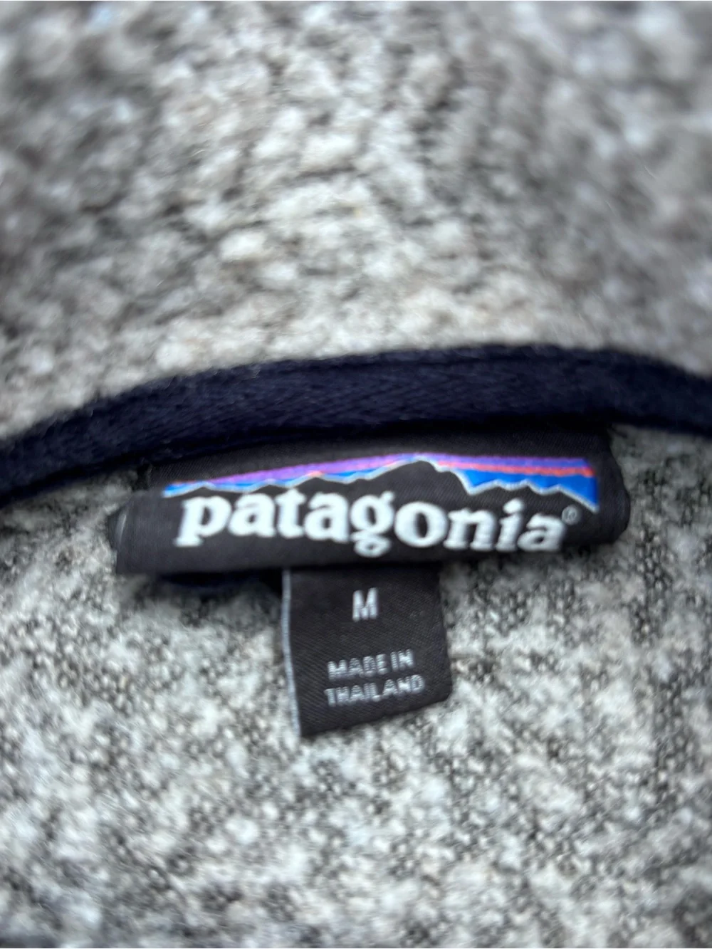 Patagonia Cream Fleece Zip-Up Hoodie with Navy Trim